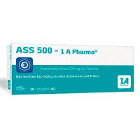 Таблетки от боли и лихорадки с ацетилсалициловой кислотой ASS 500-1A Pharma Tabletten 30 шт 1A Pharma Таблетки от боли и лихорадки с ацетилсалициловой кислотой ASS 500-1A Pharma Tabletten 30 шт 1A Pharma