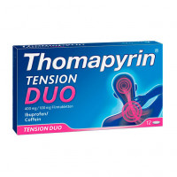 Таблетки от головной боли с ибупрофеном и кофеином THOMAPYRIN TENSION DUO 400 mg/100 mg Filmtabletten 12 шт THOMAPYRIN