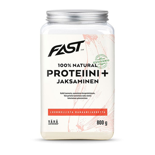 Напиток для выносливости с бананом NATURAL PROTEIINI + JAKSAMINEN 800 гр FAST Напиток для выносливости с бананом NATURAL PROTEIINI + JAKSAMINEN 800 гр FAST