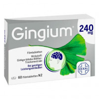 Таблетки с экстрактом листьев гинкго GINGIUM 240 mg Filmtabletten 60 шт HEXAL Таблетки с экстрактом листьев гинкго GINGIUM 240 mg Filmtabletten 60 шт HEXAL