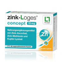 Капсулы с цинком ZINK-LOGES concept 15 mg magensaftres.Kapseln 90 шт Loges