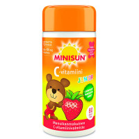 Витамин С для детей клубничный вкус C-vitamiini Junior жевательные таблетки 80 шт Minisun
