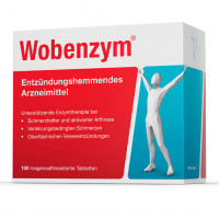 Препарат при жалобах на суставы и мышцы от травм или артрита WOBENZYM magensaftresistente Tabletten 100 таблеток MUCOS