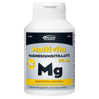 Витамины с магнием апельсиновые Multivita Magnesiumsitraatti + B6 Appelsiini жевательные таблетки 80 шт MultiVita