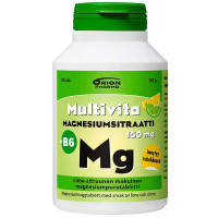 Витамины с магнием лимонные MAGNESIUMSITRAATTI + B6 LIME-SITRUUNA PURUTABL жевательные таблетки 90 шт MultiVita
