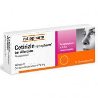 Таблетки от аллергии CETIRIZIN-ratiopharm bei Allergien 10 mg Filmtabl. 20 шт RatioPharm