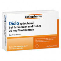 Обезболивающий и противовоспалительный препарат DICLO-RATIOPHARM bei Schmerzen u.Fieber 25 mg FTA 20 шт RatioPharm