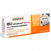 Таблетки болеутоляющие IBU-RATIOPHARM 400 mg akut Schmerztbl. Filmtabl.  20 шт RatioPharm
