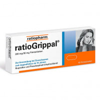 Таблетки от простуды RATIOGRIPPAL 200 mg/30 mg Filmtabletten 20 шт RatioPharm Таблетки от простуды RATIOGRIPPAL 200 mg/30 mg Filmtabletten 20 шт RatioPharm