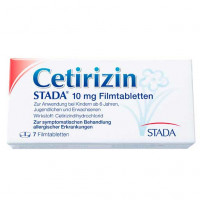 Таблетки от аллергии CETIRIZIN STADA 10 mg Filmtabletten 7 шт Stada