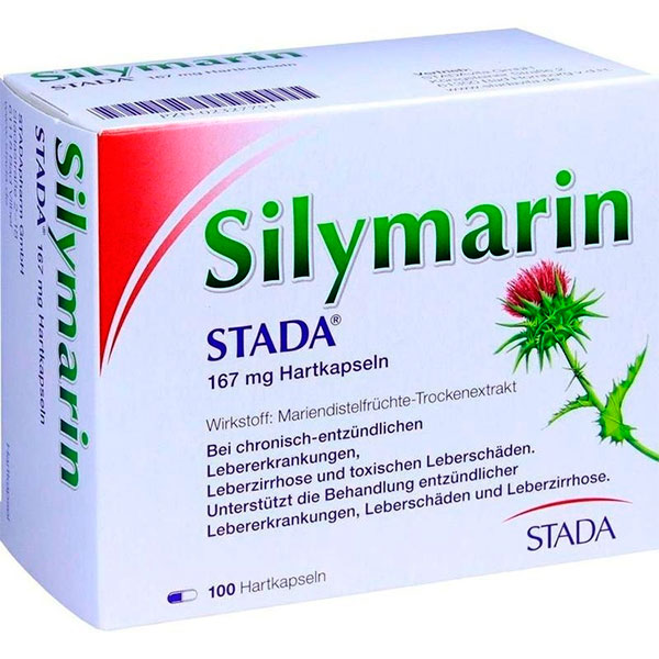 Препарат для лечения печени с расторопшей SILYMARIN STADA forte Hartkapseln 100 шт Stada Препарат для лечения печени с расторопшей SILYMARIN STADA forte Hartkapseln 100 шт Stada