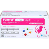 Таблетки с фолиевой кислотой FEMIFOL 5 mg Tabletten 100 шт T & D Pharma